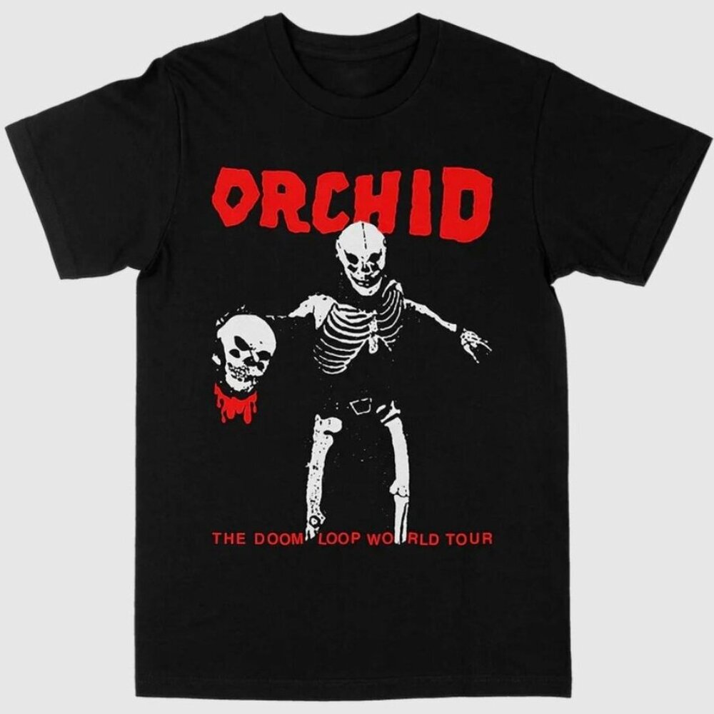 Orchid Band World Tour Graphic Rock Music Fan Retro Style Black Tee T-Shirt 166